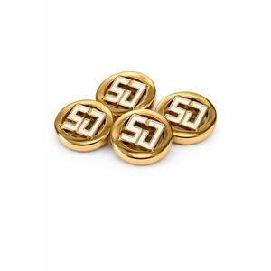 St John Vintage Gold Tone SJ Logo Buttons Set of 4 Enamel Shank 3/4" Replacement